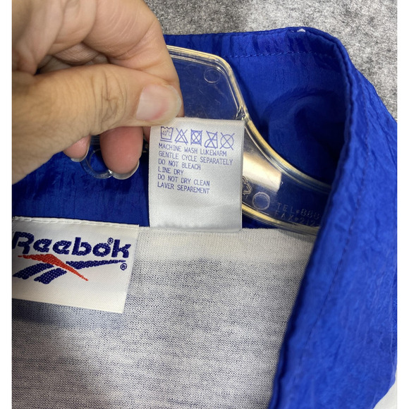 VINTAGE Reebok Track Suit Mens XL Blue White Nylon Windbreaker 2 Piece 90s - Picture 4 of 15